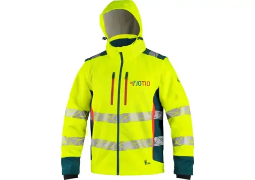 JoTio: Bunda CXS BEDFORD, výstražná, pánská, softshell, žluto-petrolová 